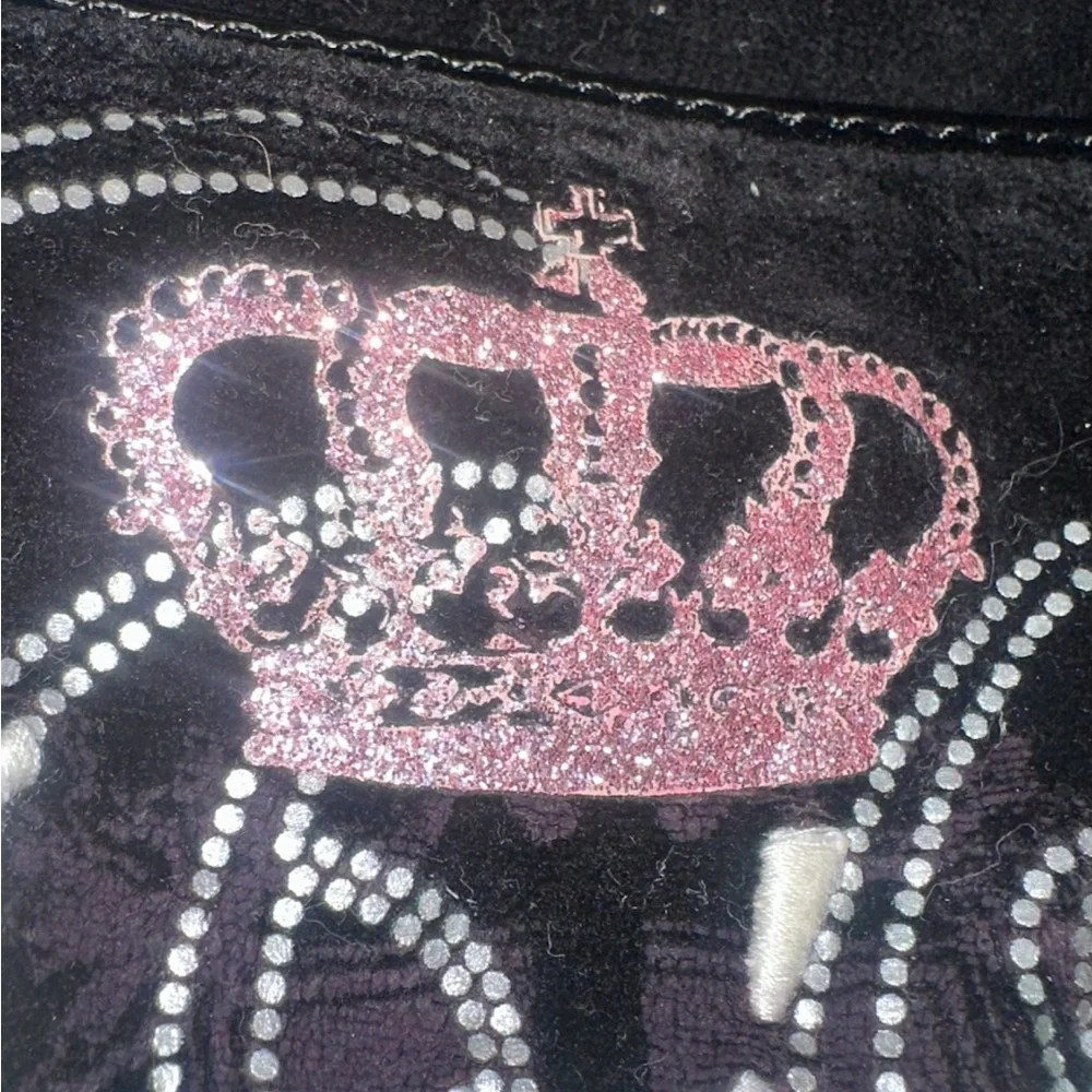 Juicy Couture Y2K Black Velour Crossbody Bag – 2011 Vintage Pink Sparkles - Picture 3 of 16